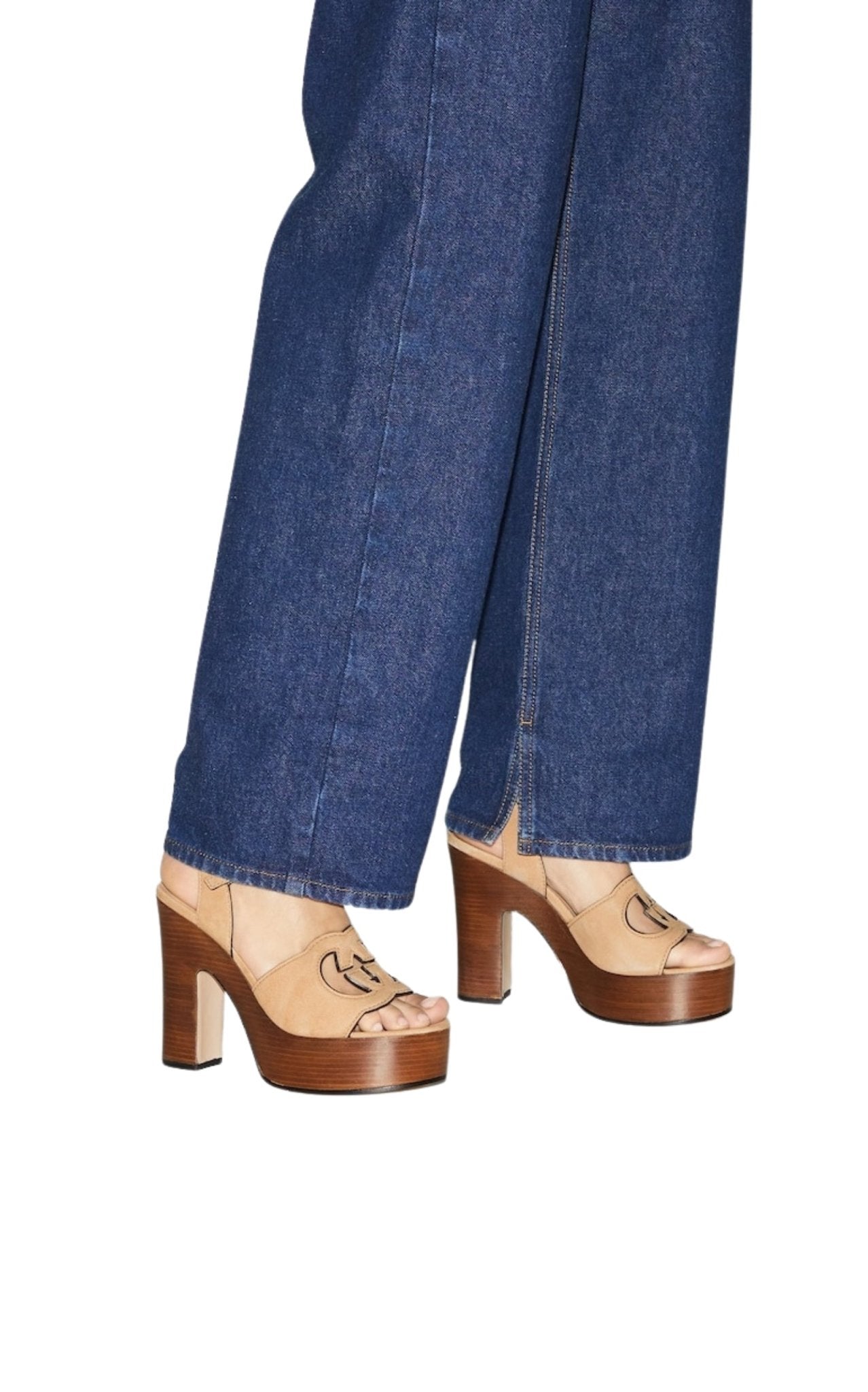 Gucci Interlocking G Cutout Beige Suede Platform Sandals - Runway Catalog