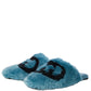 Interlocking G Faux Fur Slippers in Blue Gucci