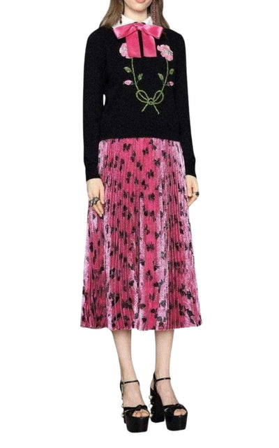 Gucci Iridescent Bow Lurex Pleated Skirt - Runway Catalog