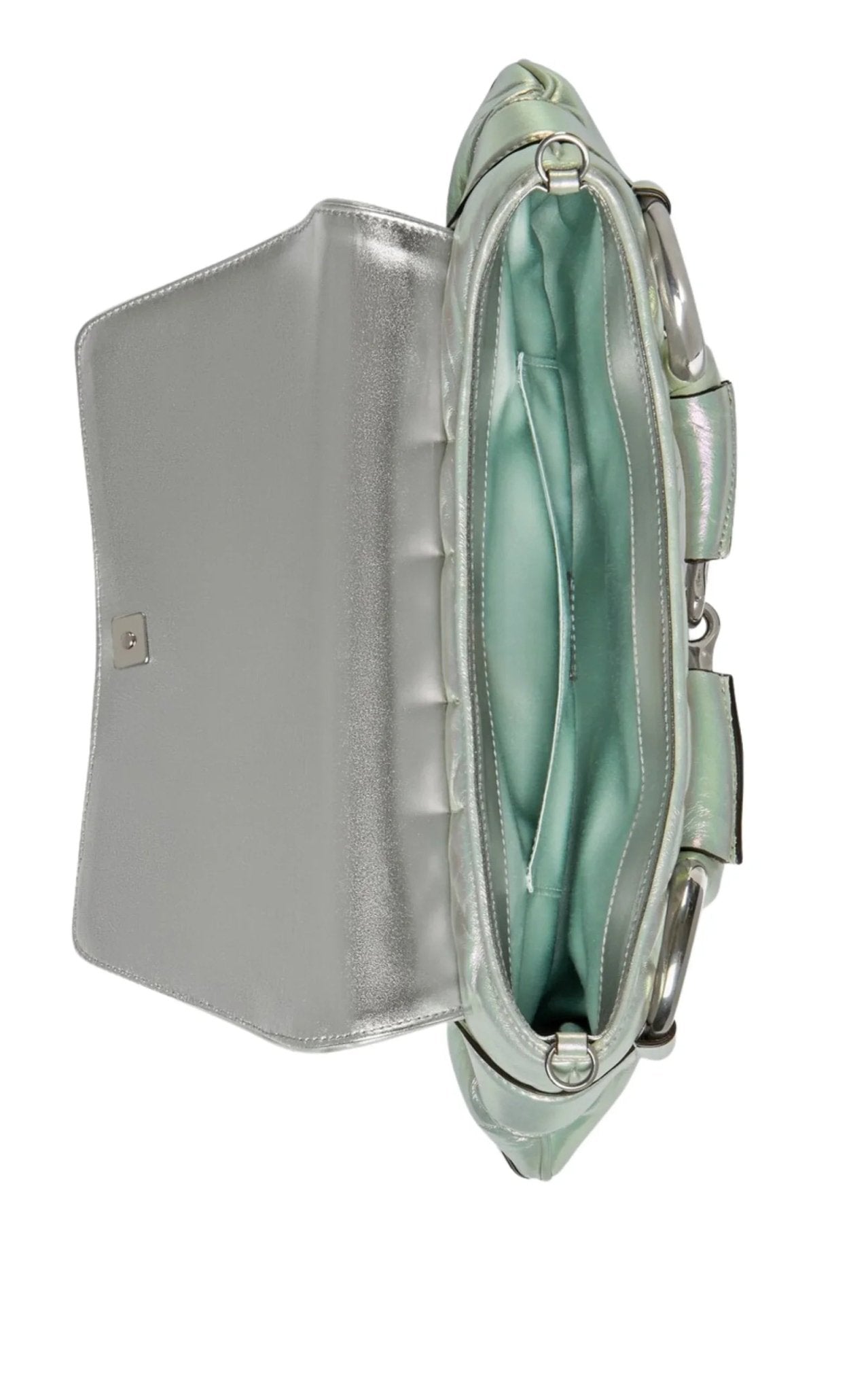 Gucci Iridescent Green Horsebit Chain Medium Shoulder Bag - Runway Catalog