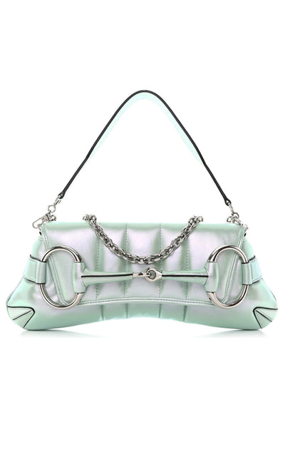 Gucci Iridescent Green Horsebit Chain Medium Shoulder Bag - Runway Catalog