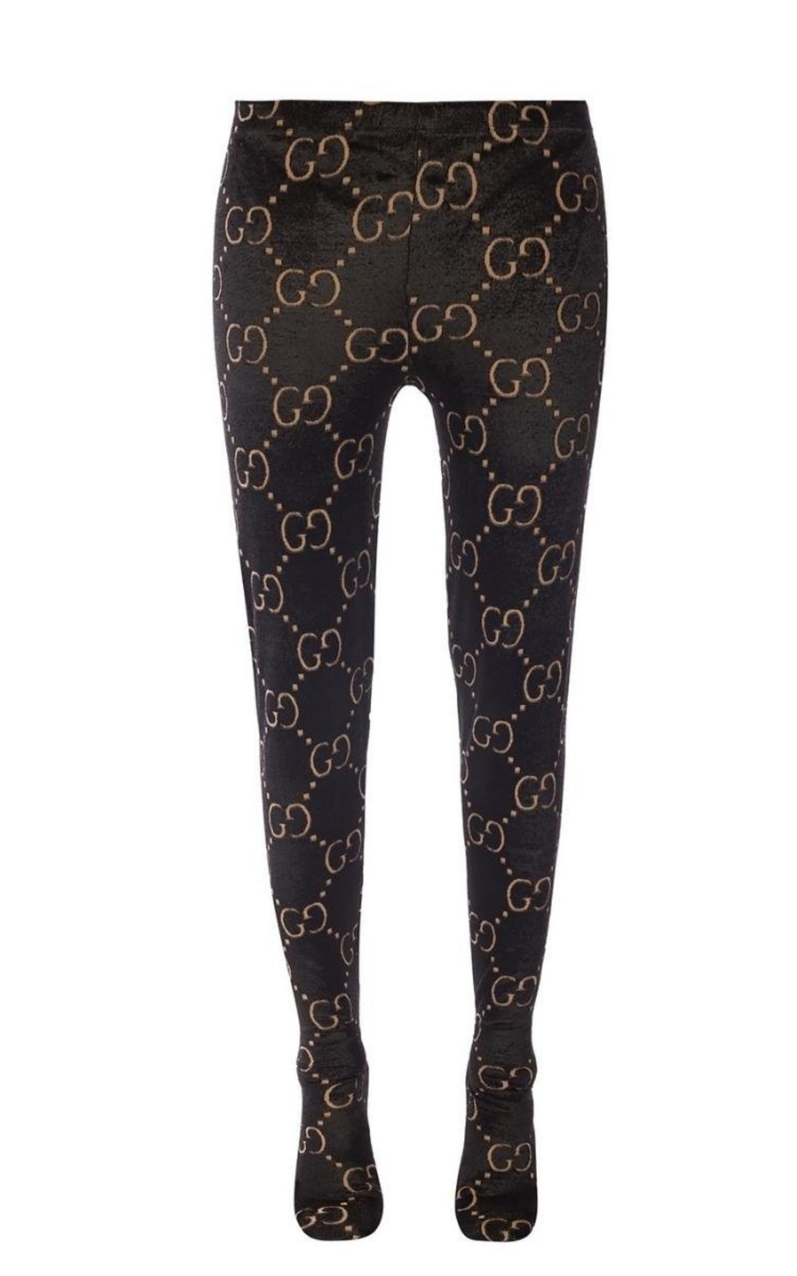 Gucci Black Logo Footed Tights Leggings sold small