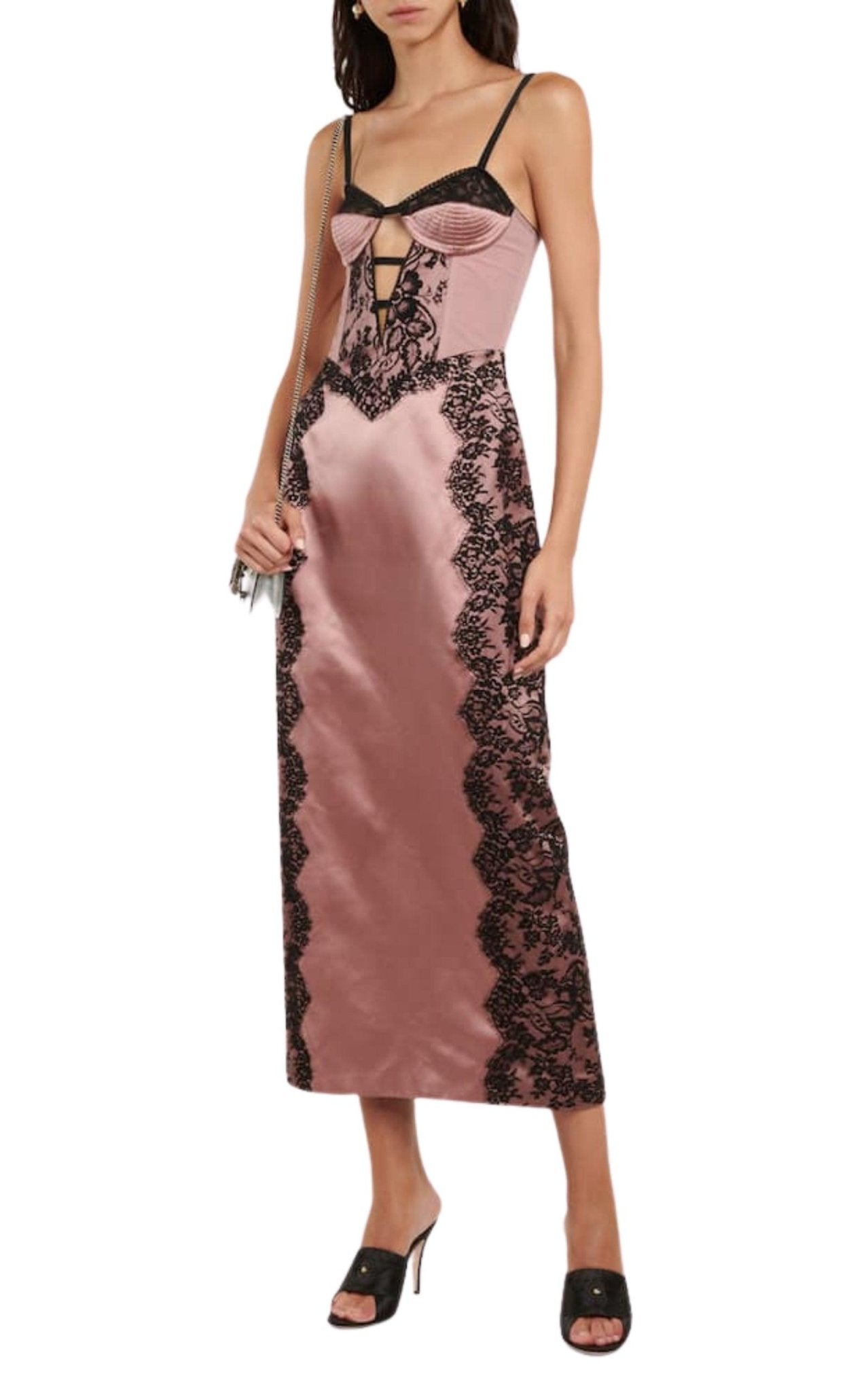 Gucci Lace - trimmed Silk Satin Midi Dress - Runway Catalog
