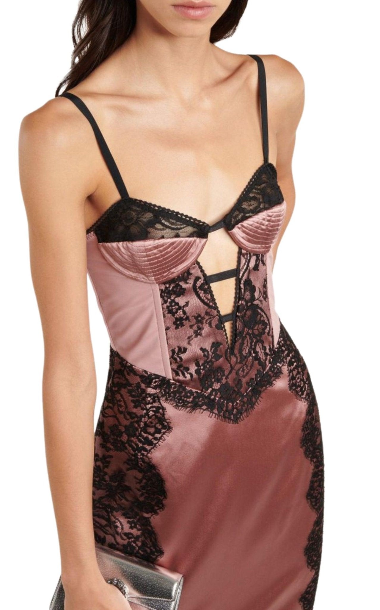 Gucci Lace - trimmed Silk Satin Midi Dress - Runway Catalog