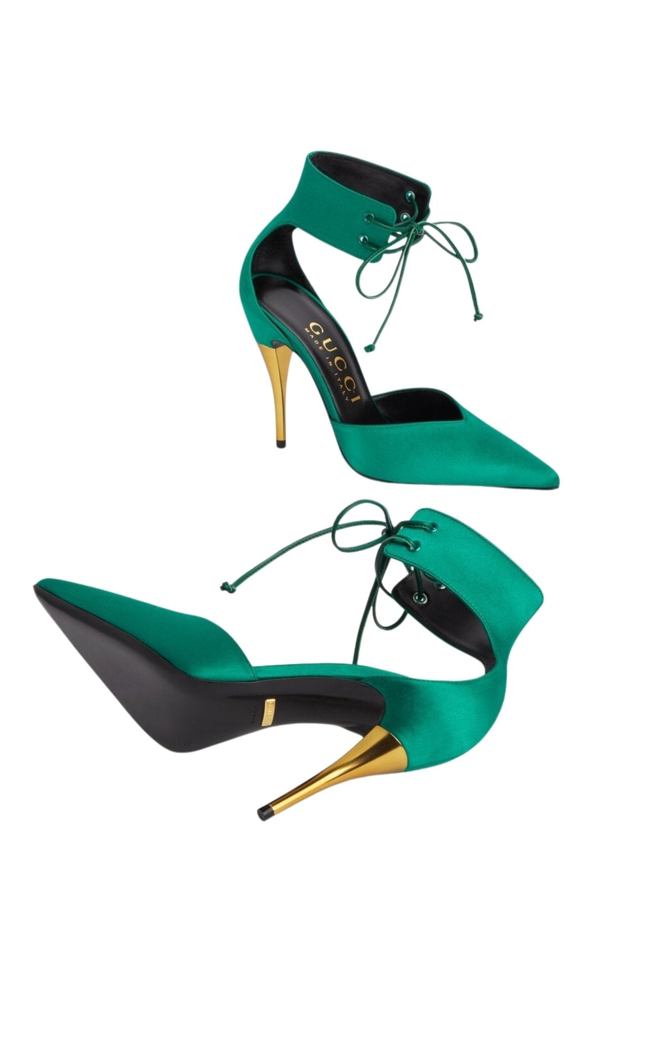 Gucci Lace - up Satin Pump Sandal - Runway Catalog