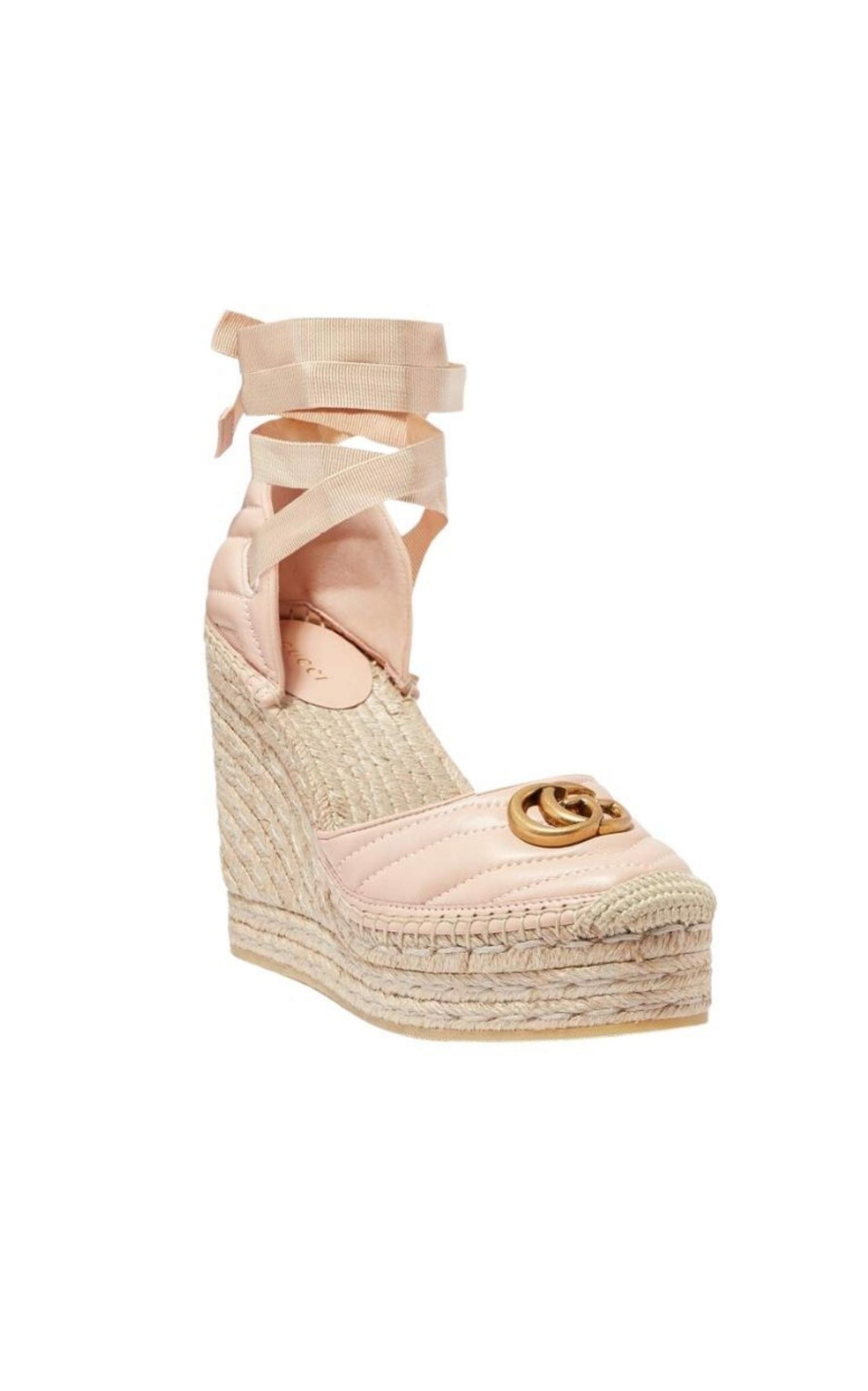 Leather Matelassé Platform Espadrilles Gucci