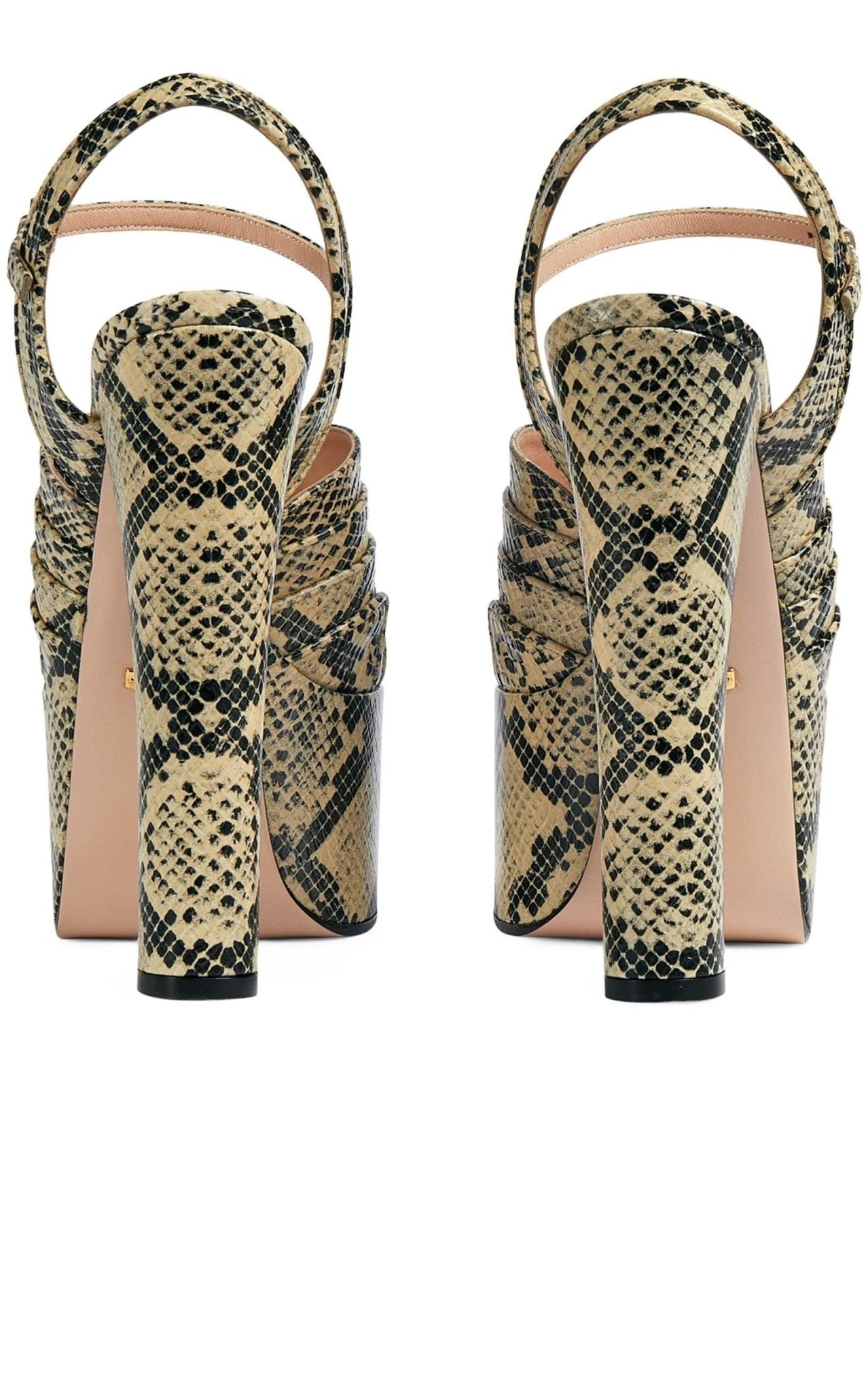 Gucci Leather Python Print Platform Sandals - Runway Catalog
