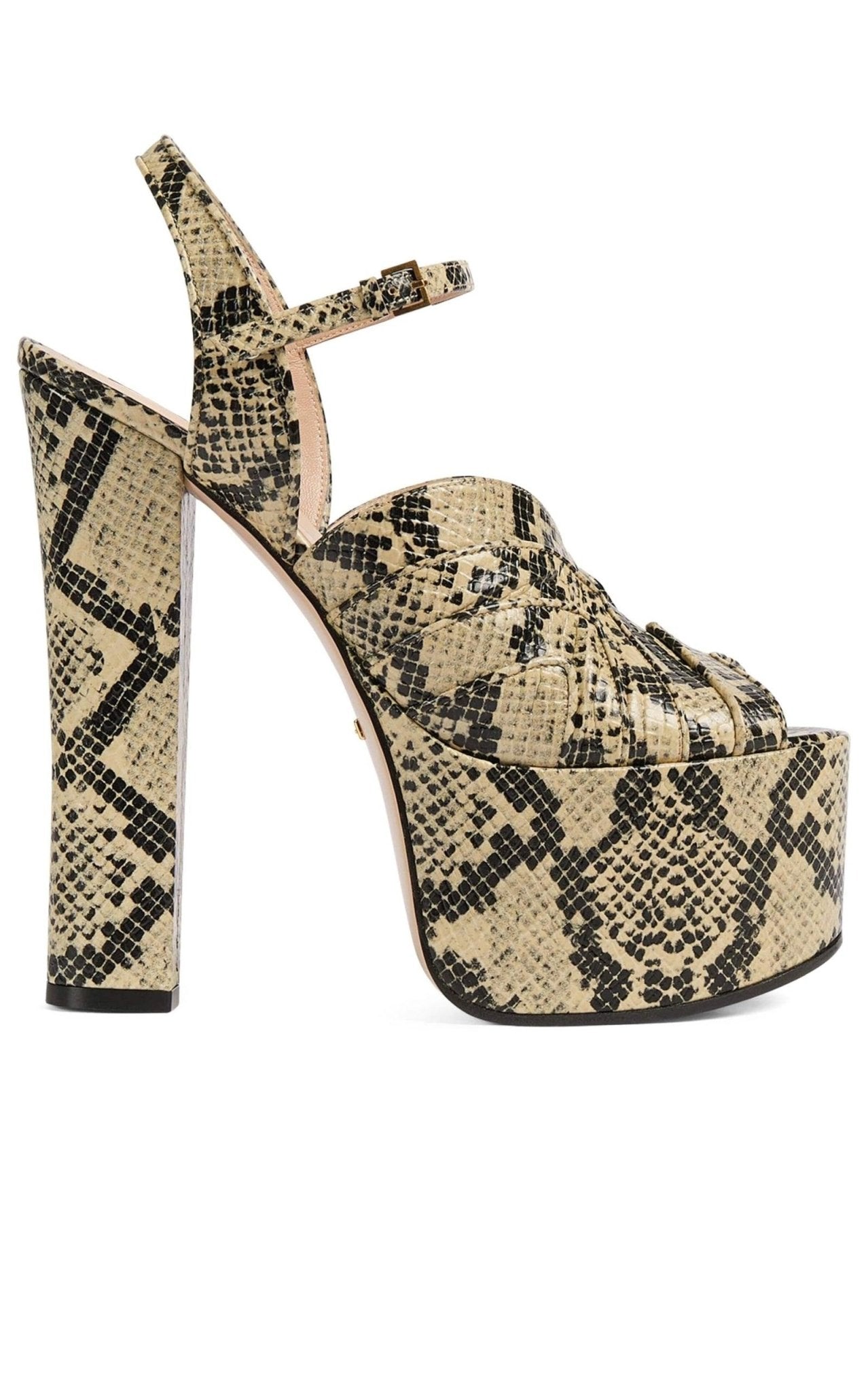 Gucci Leather Python Print Platform Sandals - Runway Catalog