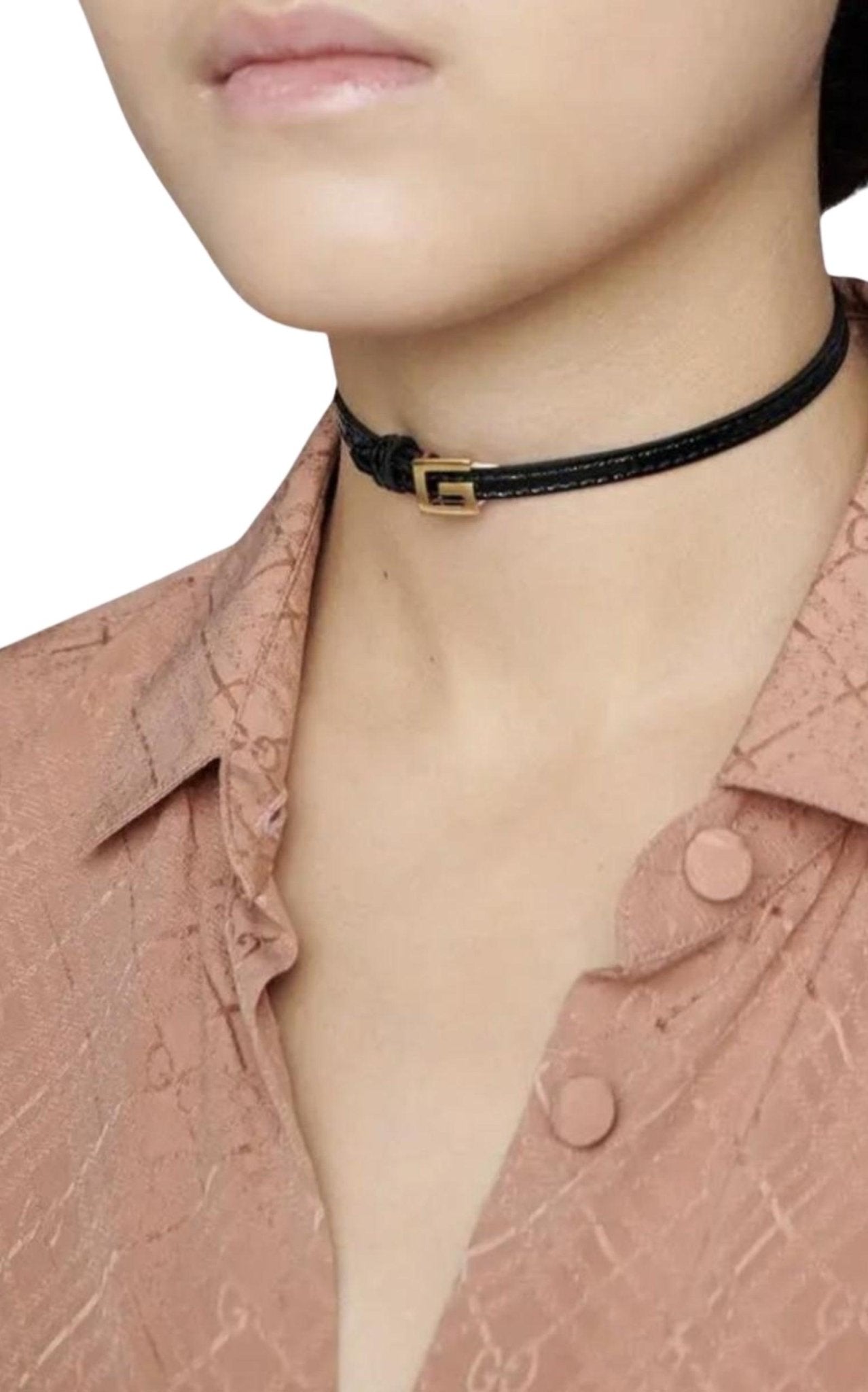 Gucci Leather Square GG Choker - Runway Catalog