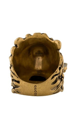 Lion Head Cross Charm Ring Gucci