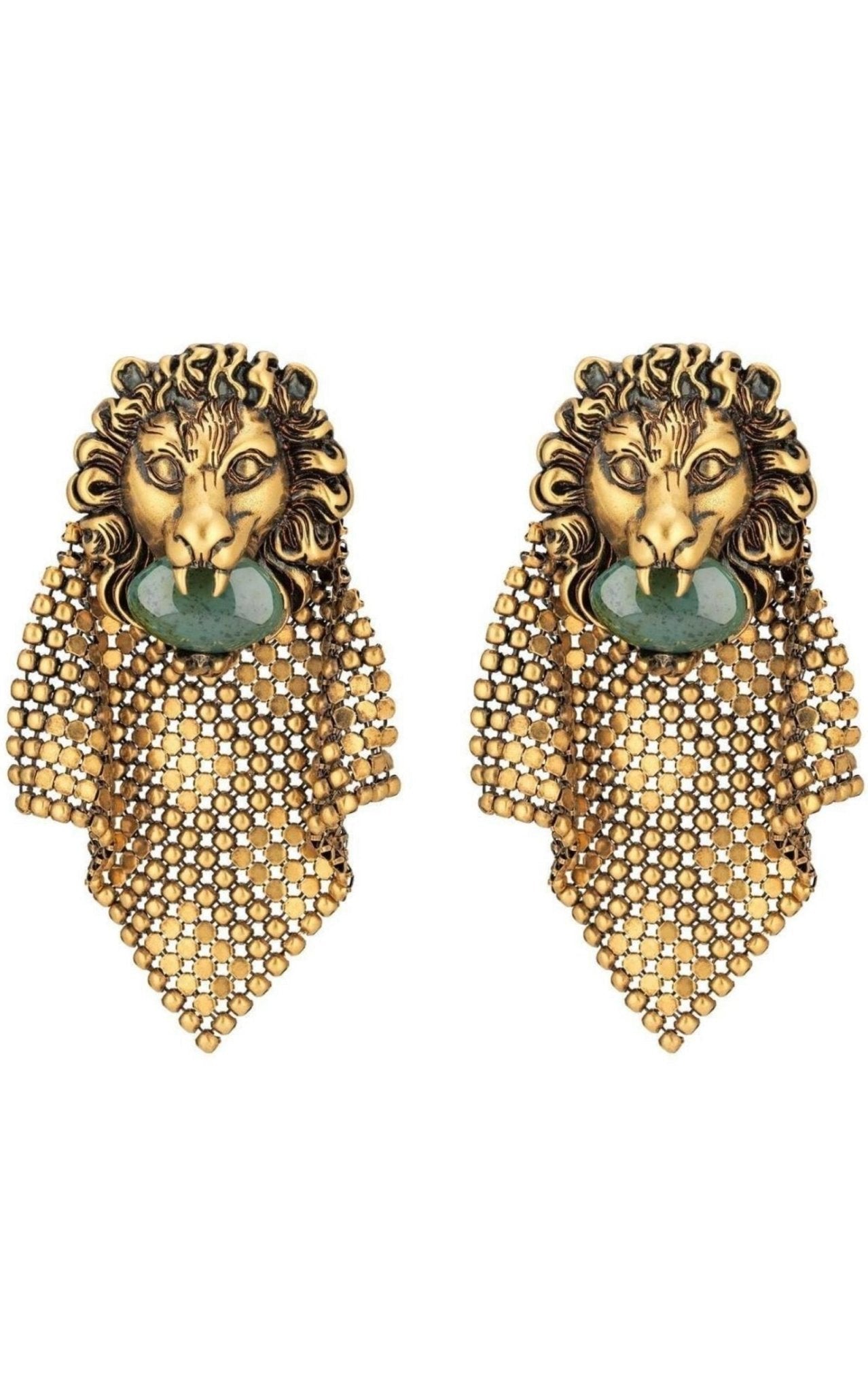 Gucci Lion Head Mesh Earrings - Runway Catalog