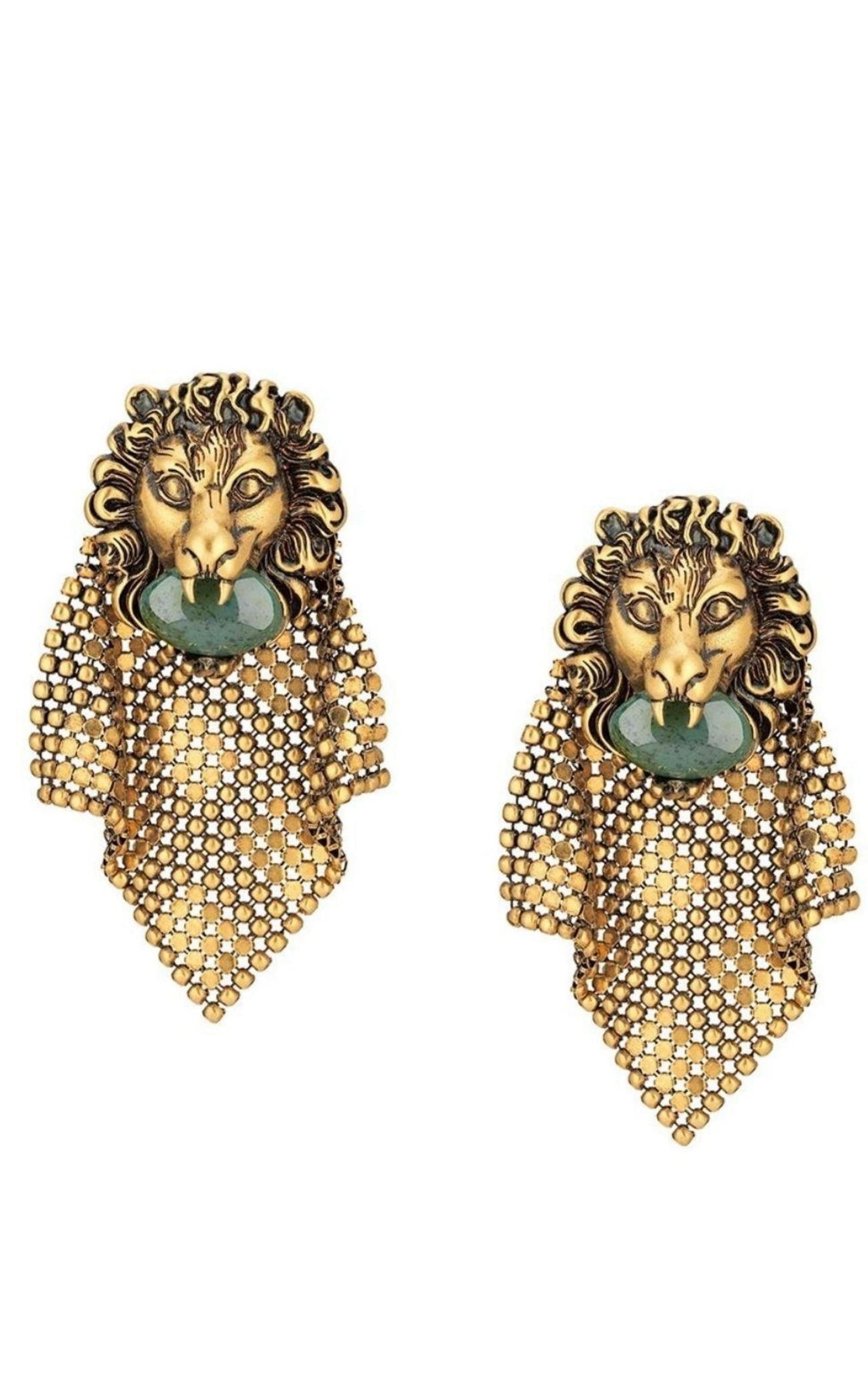 Lion Head Mesh Earrings Gucci