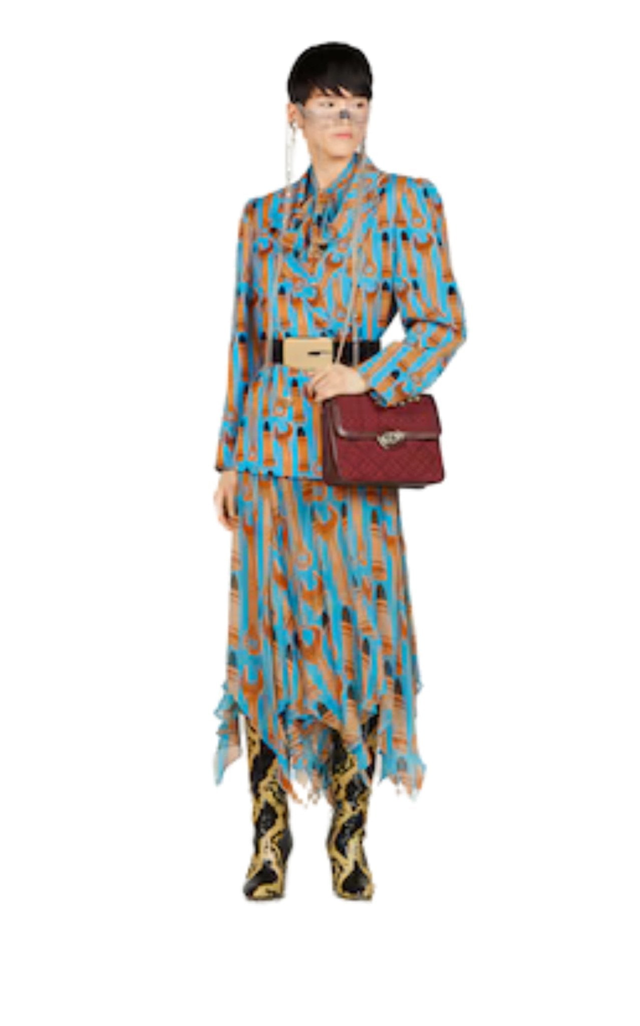 Gucci Lipstick And Tool Print Silk Skirt - Runway Catalog