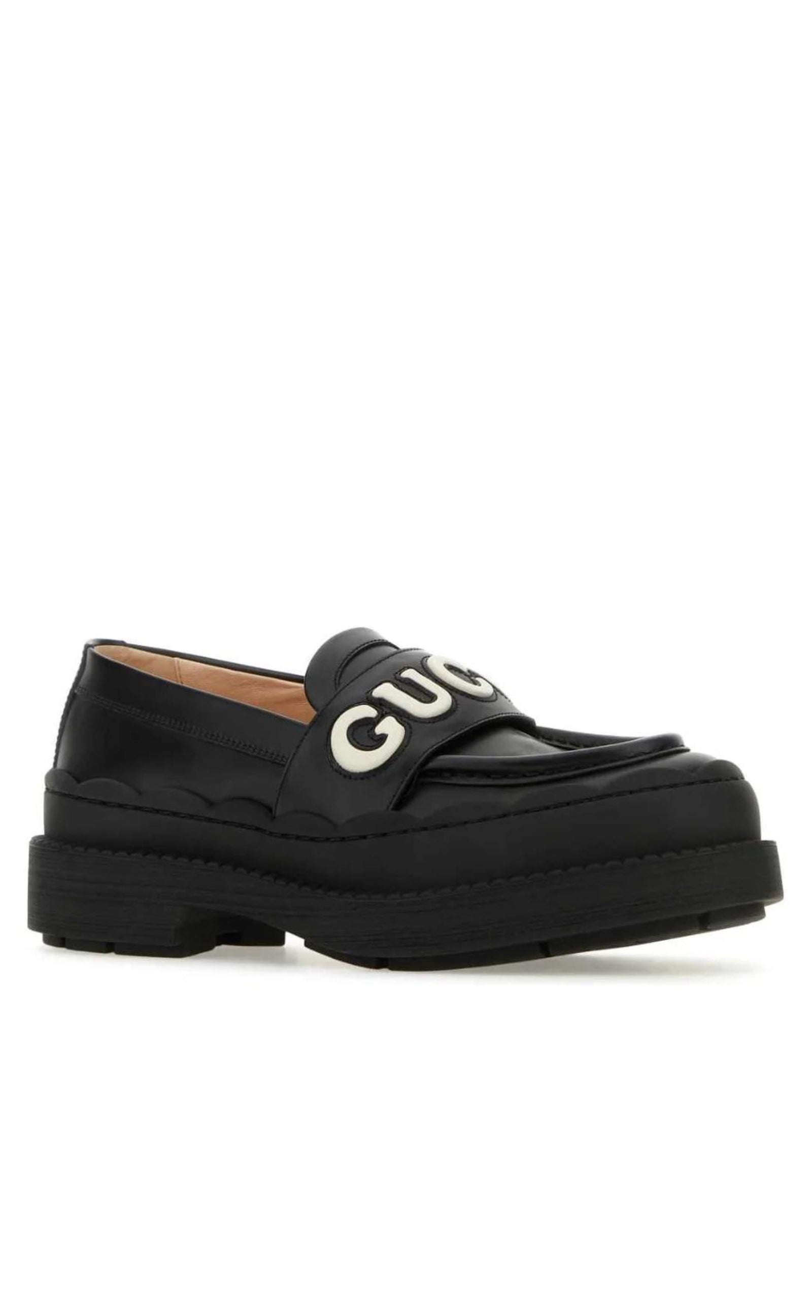 Logo Applique Leather Loafer Gucci