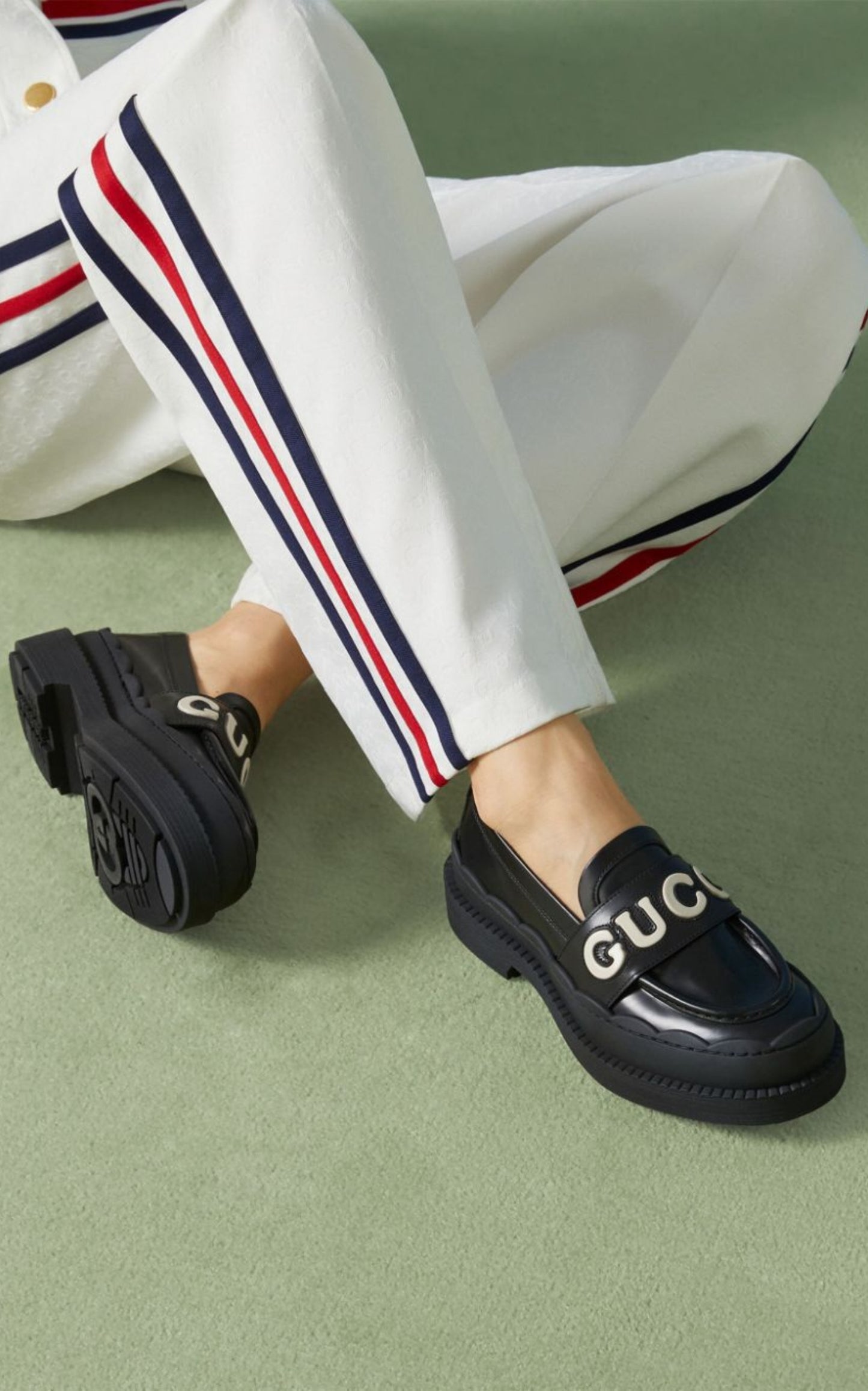 Logo Applique Leather Loafer Gucci