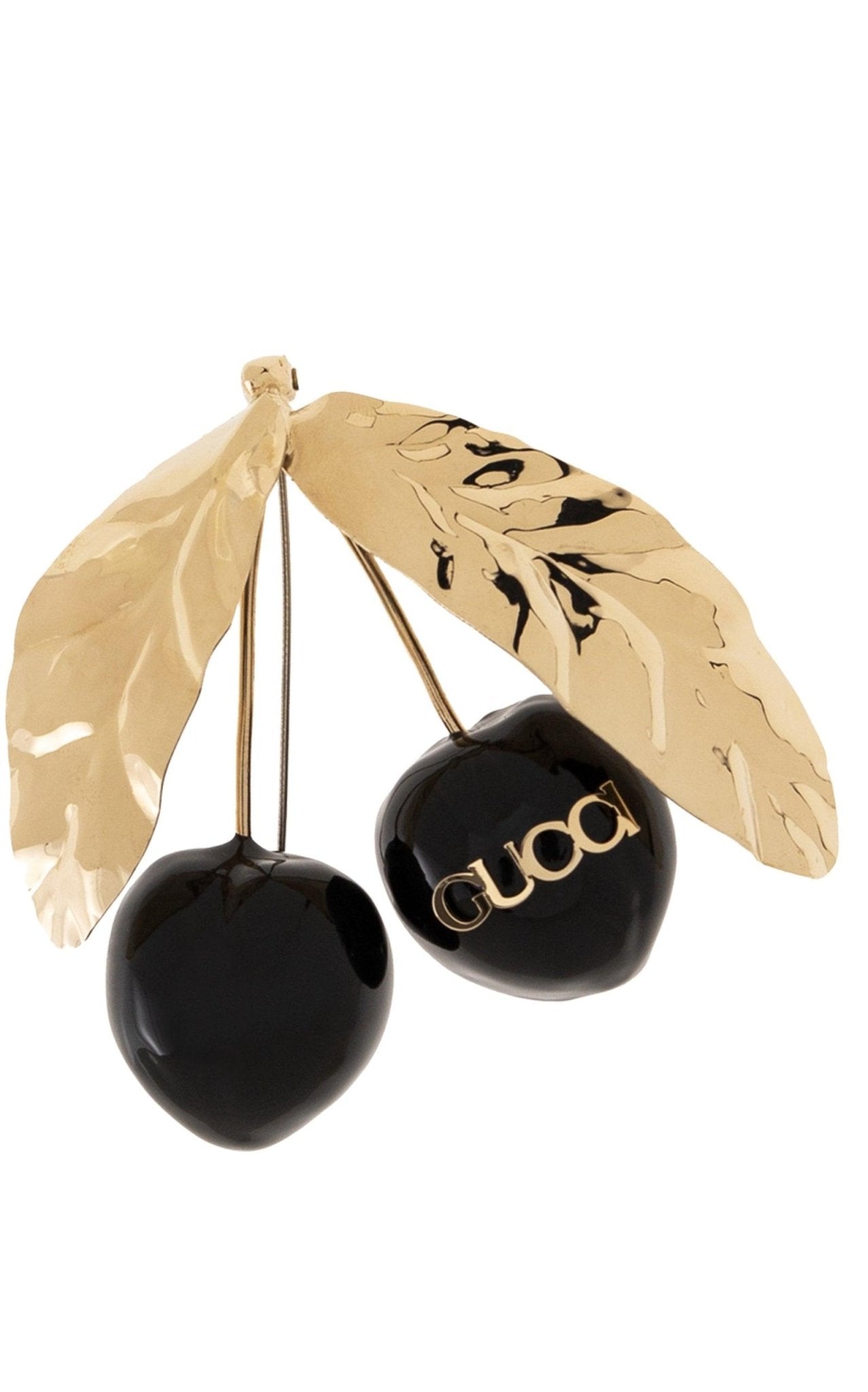 Gucci Logo - print Enamel Cherry Brooch - Runway Catalog