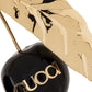 Logo-print Enamel Cherry Brooch Gucci