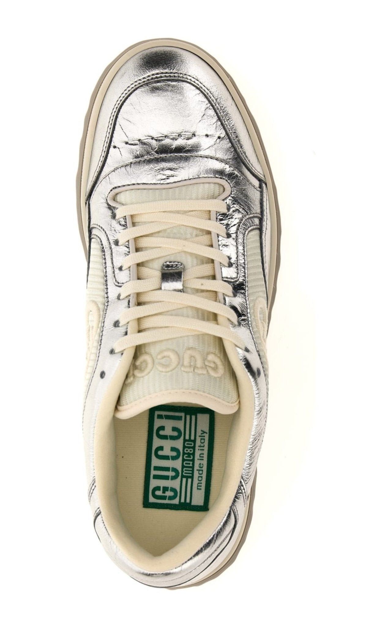 Gucci Mac 80 Silver Leather Sneakers - Runway Catalog