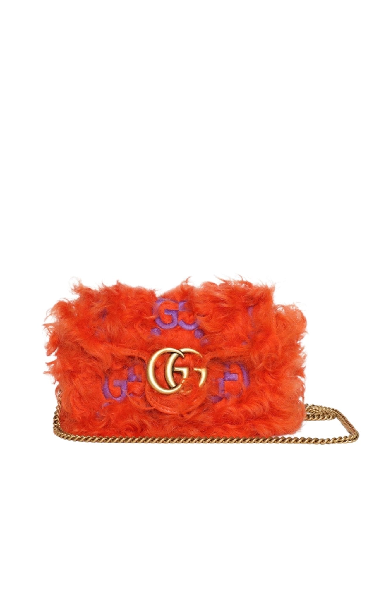 Gucci Marmont Super Mini Shearling Bag in Orange - Runway Catalog