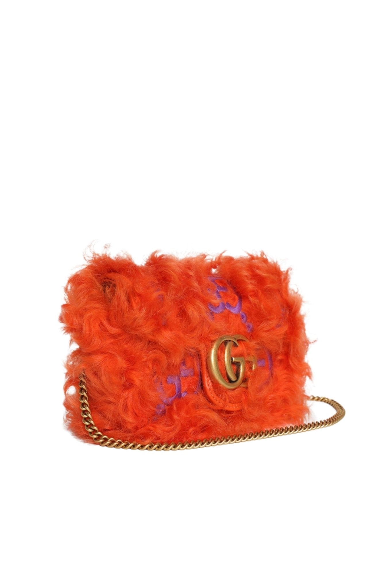 Gucci Marmont Super Mini Shearling Bag in Orange - Runway Catalog