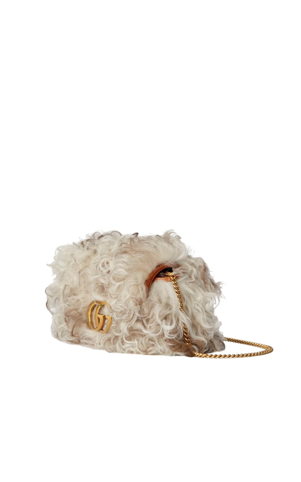 Gucci Marmont Super Mini Shearling Bag in White - Runway Catalog