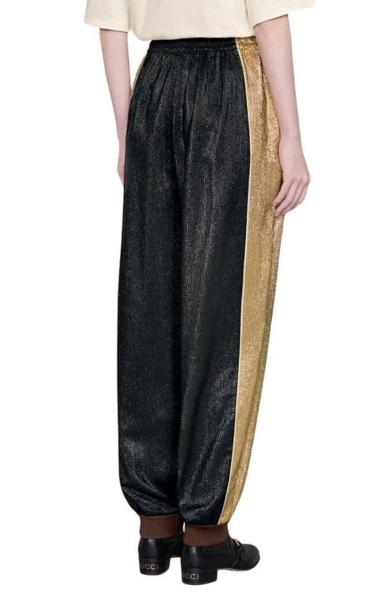 Gucci Metallic Crepe Jogger Pants - Runway Catalog