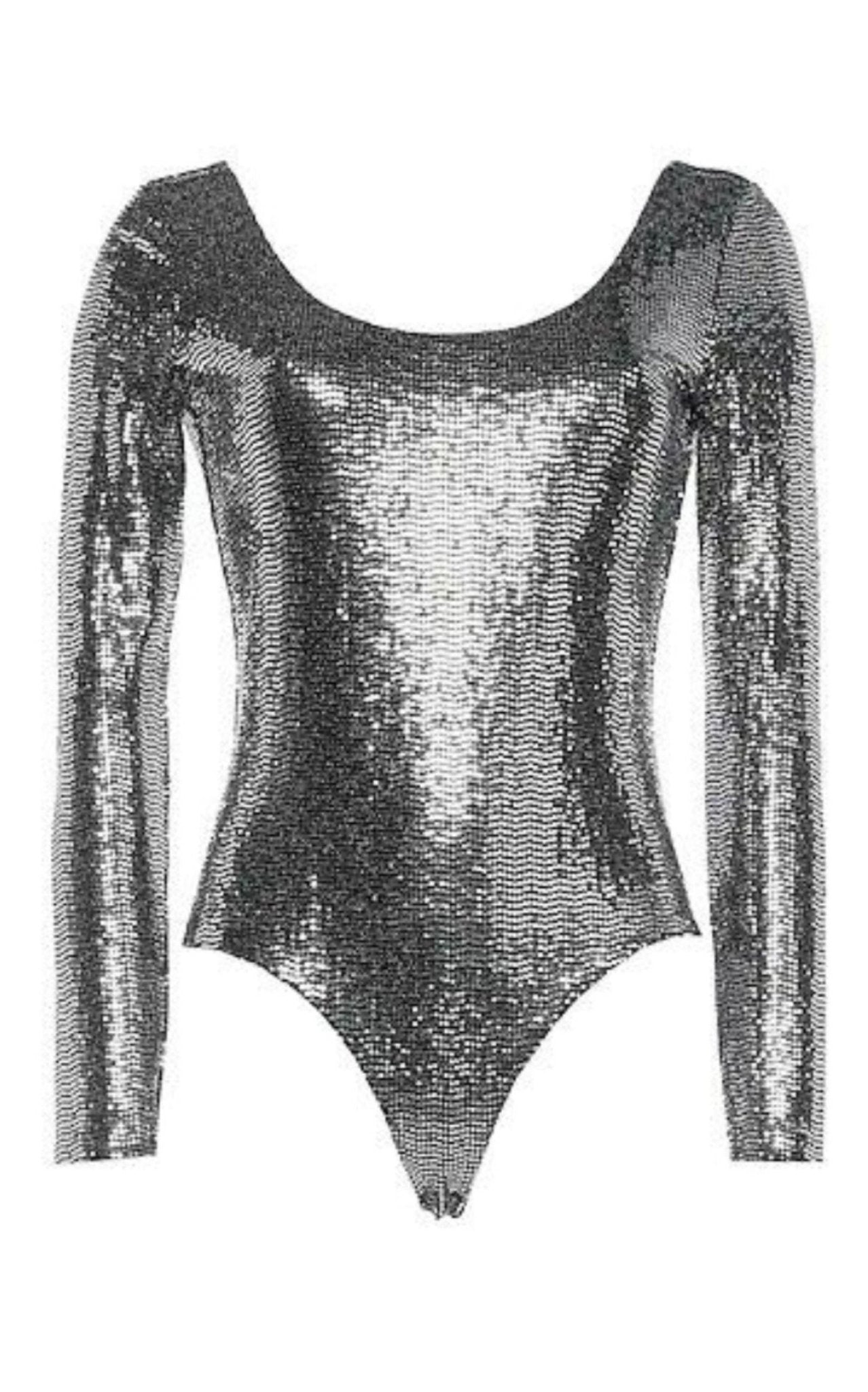 Gucci Metallic - lizard Print Scoop - neck Bodysuit - Runway Catalog