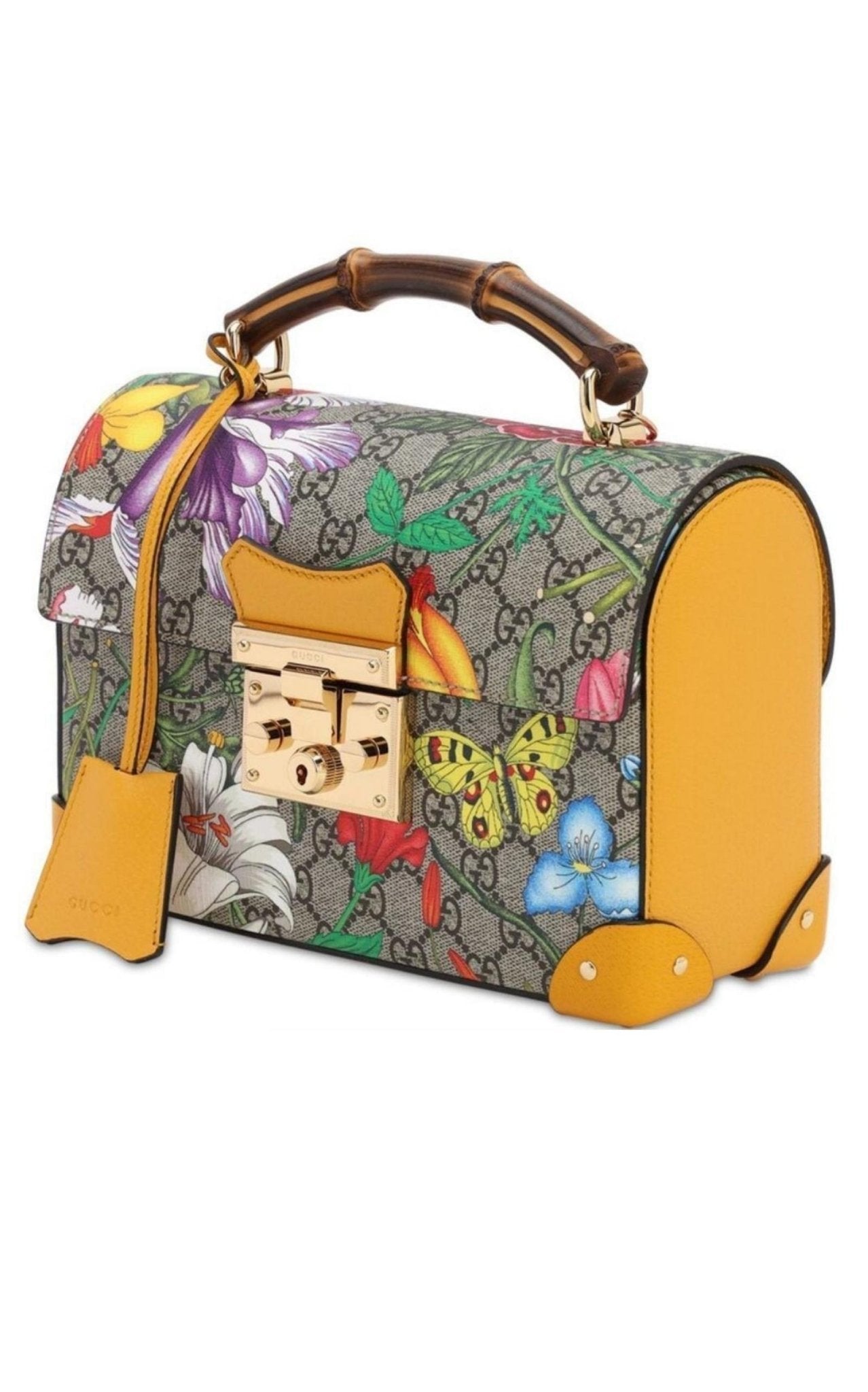 Gucci Multicolor Small GG Flora Bamboo Padlock Bag - Runway Catalog