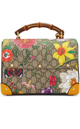 Multicolor Small GG Flora Bamboo Padlock Bag Gucci