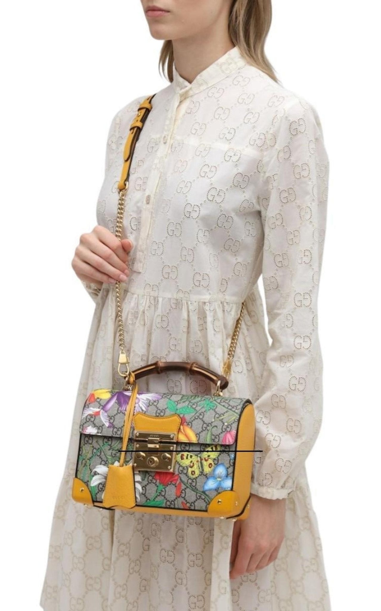 Gucci Multicolor Small GG Flora Bamboo Padlock Bag - Runway Catalog