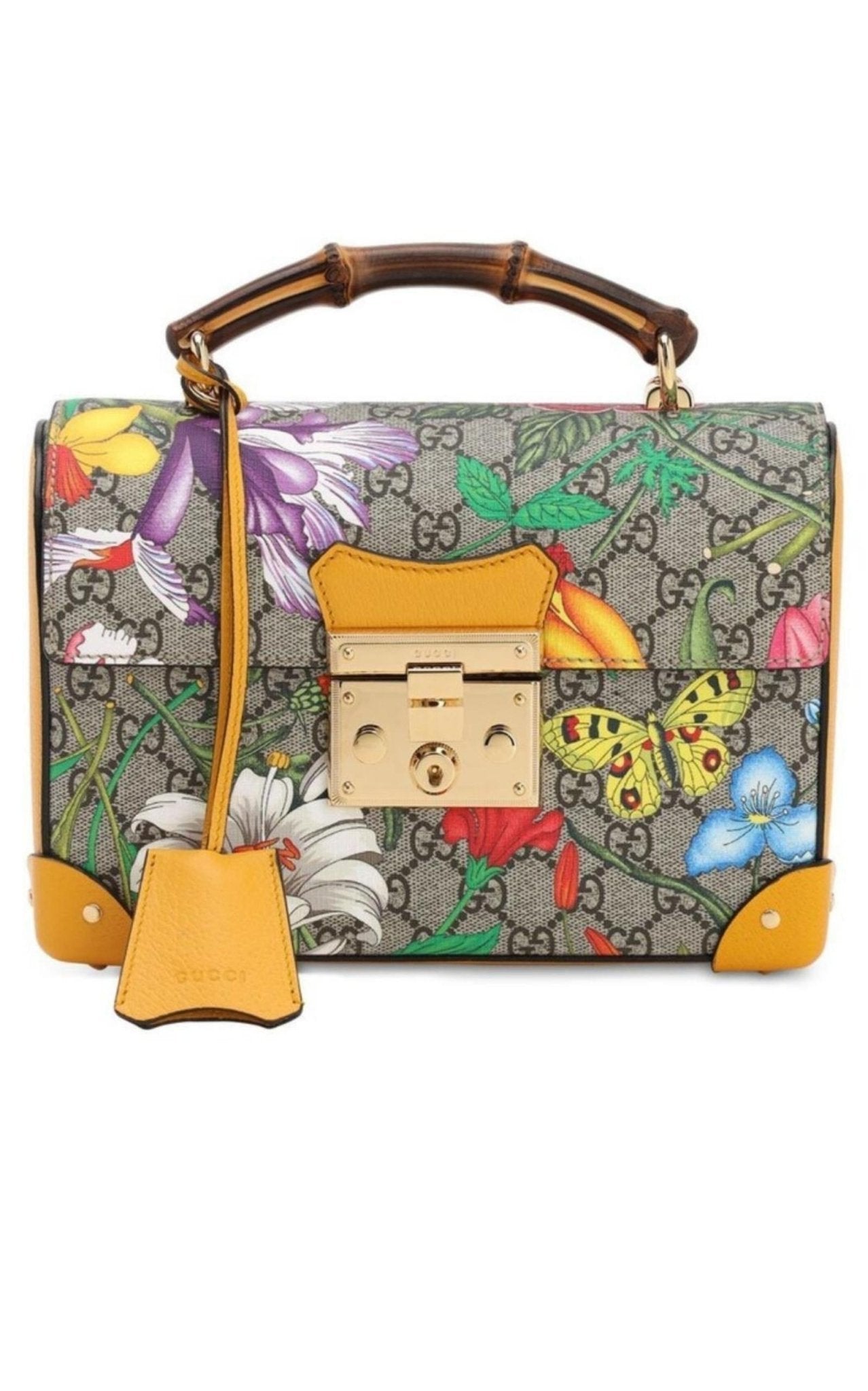 Gucci Multicolor Small GG Flora Bamboo Padlock Bag - Runway Catalog
