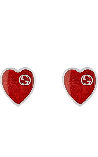 Gucci interlocking G heart stud earrings in sterling silver