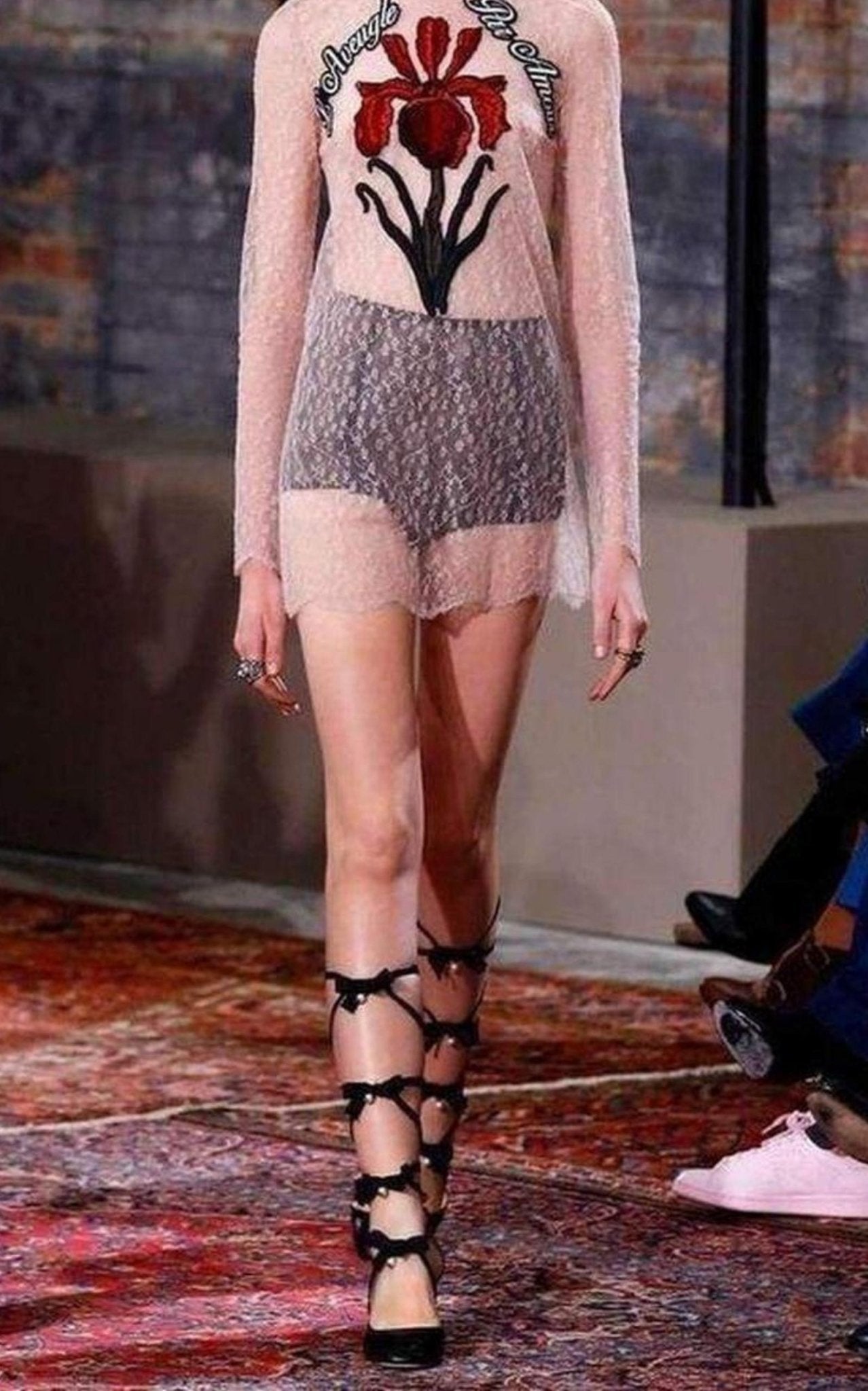 Gucci Nude Lace Embroidered Dress - Runway Catalog