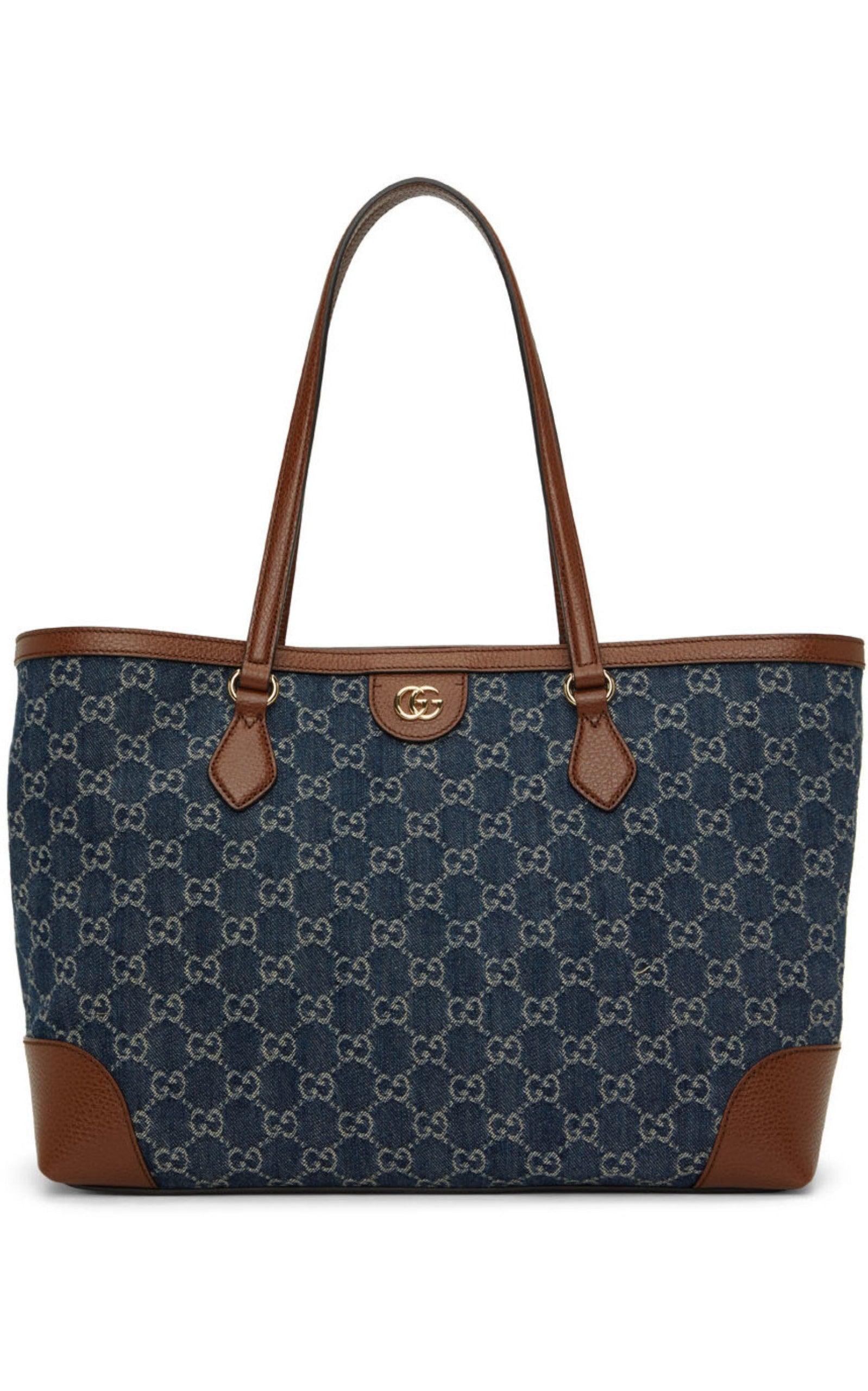 Gucci Ophidia GG Denim Medium Shopping Tote