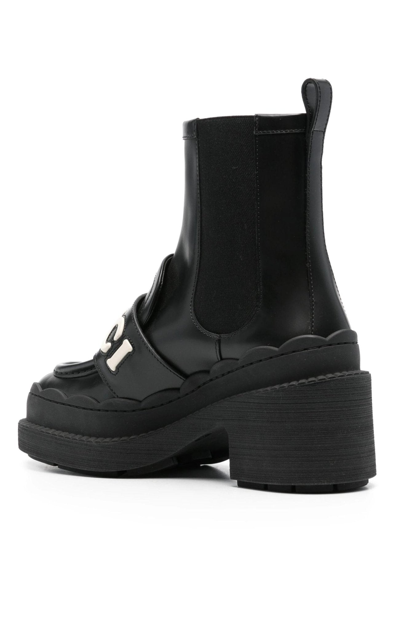 Gucci Ornella Logo Applique Leather Ankle Boots - Runway Catalog