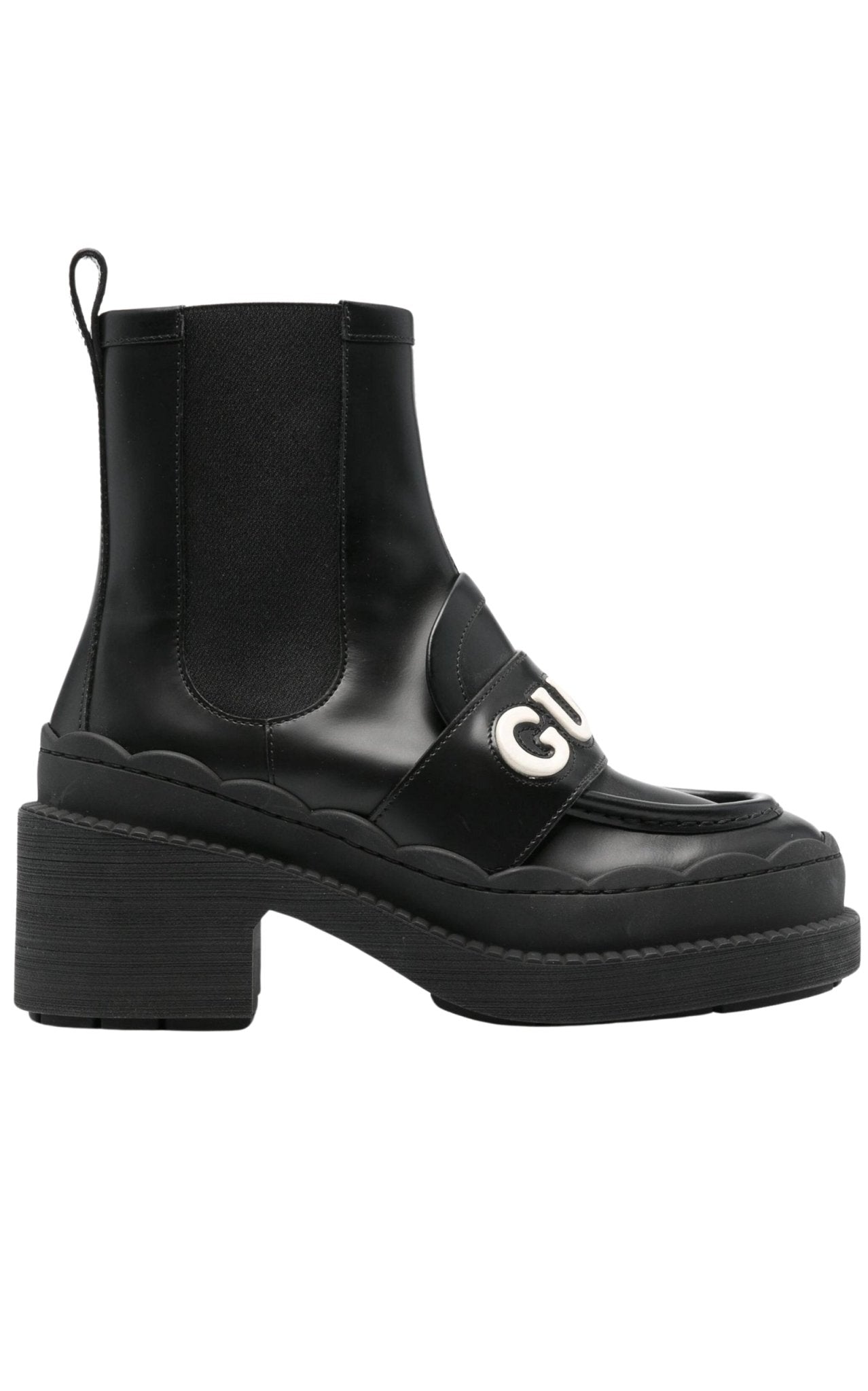 Gucci Ornella Logo Applique Leather Ankle Boots - Runway Catalog