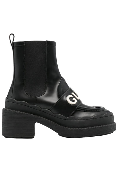 Gucci Ornella Logo Applique Leather Ankle Boots - Runway Catalog