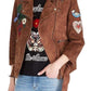 Patches Embroidered Suede Jacket Gucci