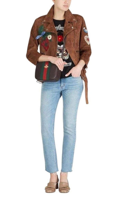 Gucci Patches Embroidered Suede Jacket - Runway Catalog