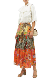 Patchwork-design Printed Long Skirt Gucci