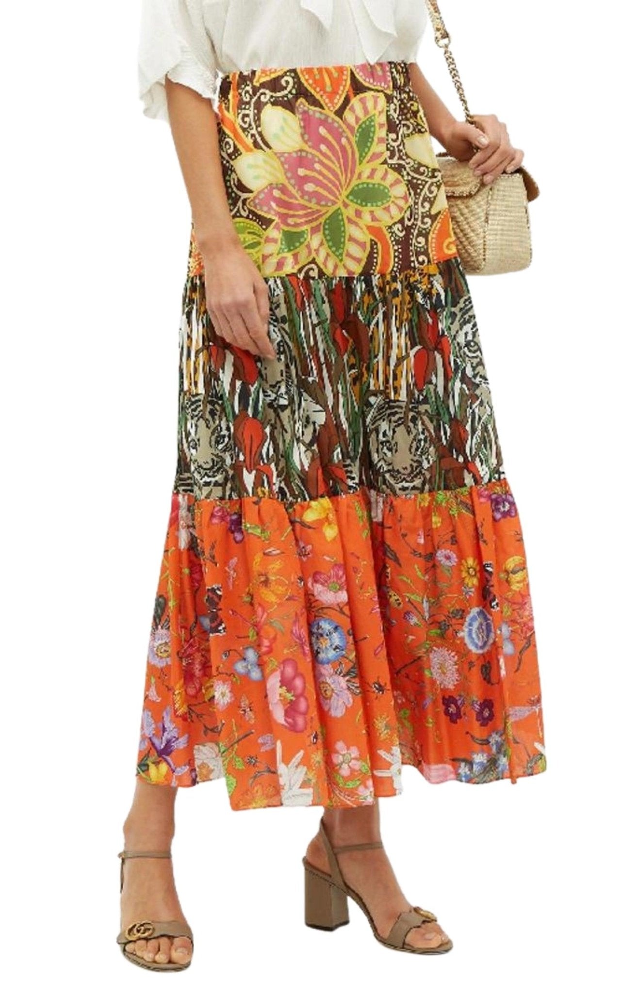 Gucci Patchwork - design Printed Long Skirt - Runway Catalog