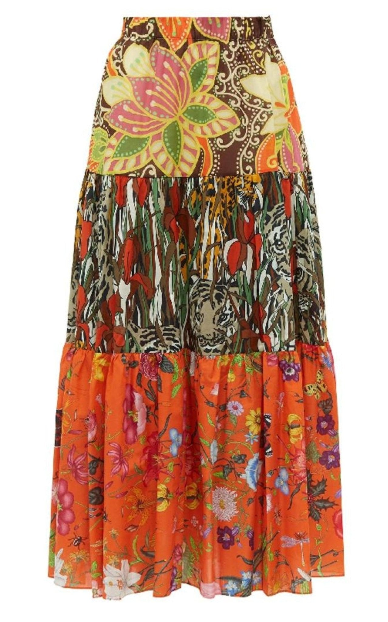 Gucci Patchwork - design Printed Long Skirt - Runway Catalog