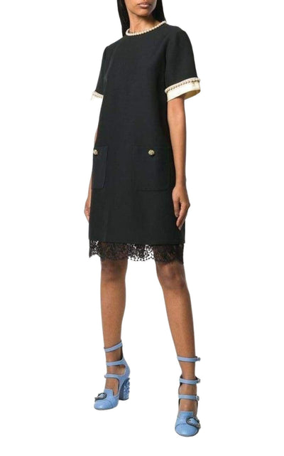 Pearl Embellished Shift Dress Gucci