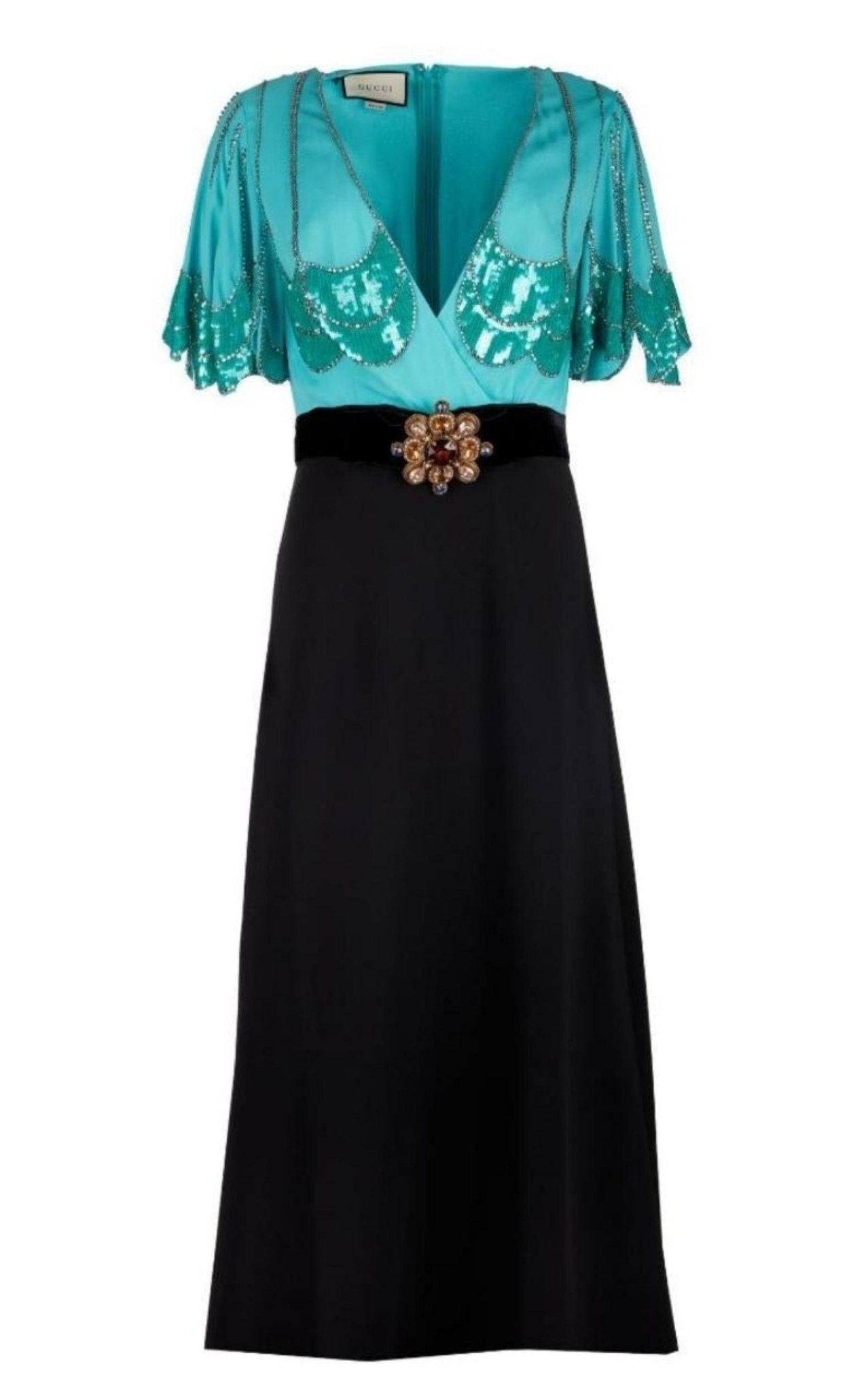 Gucci Petal Sleeve Deep V - neck Gown - Runway Catalog