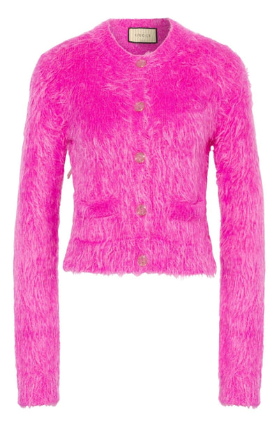 Gucci Pink Brushed Wool Cardigan - Runway Catalog