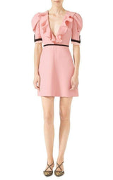 Pink Crepe Silk Wool Cocktail Dress Gucci