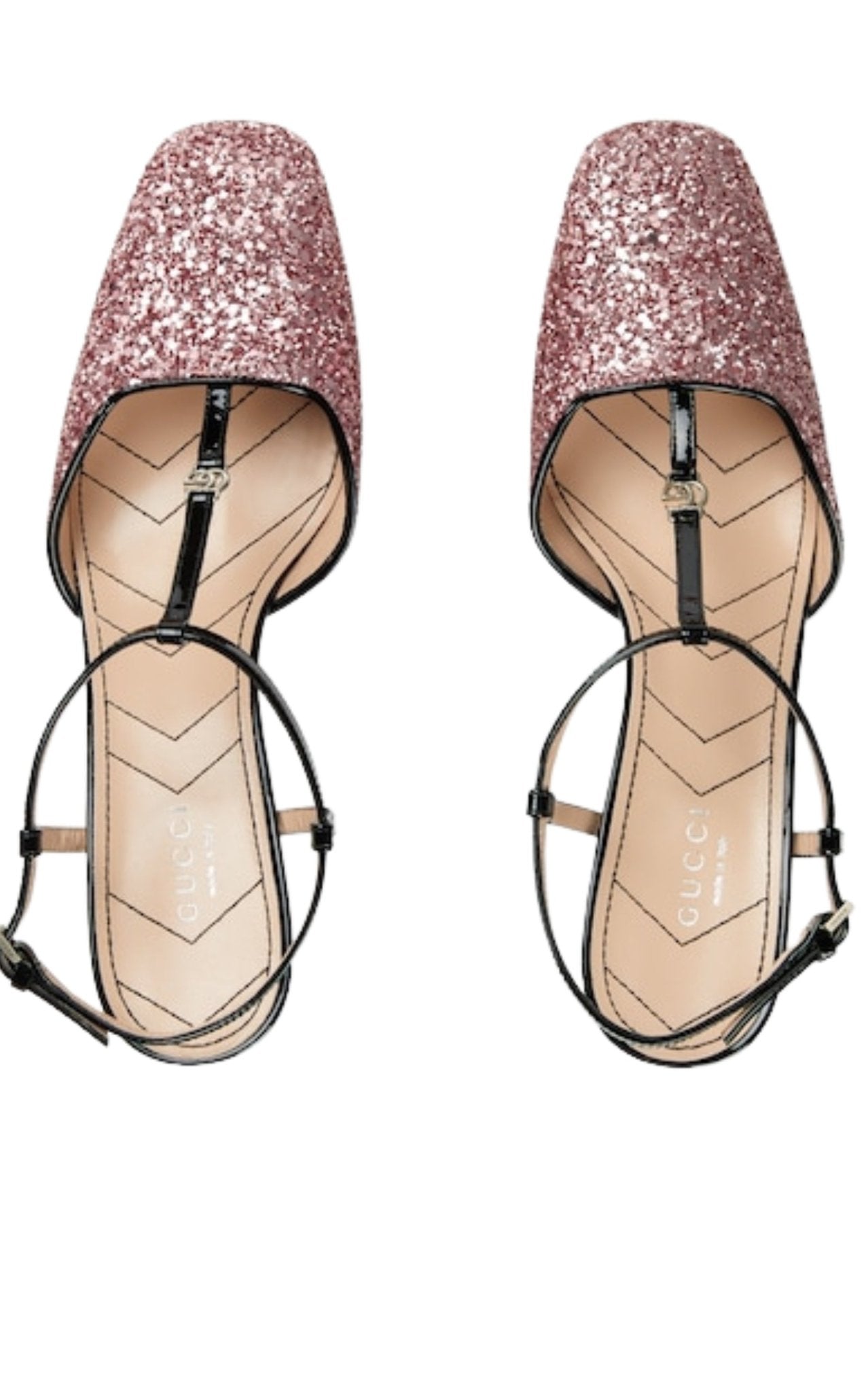Gucci Pink Glitter Slingback Double G Pumps 55mm - Runway Catalog
