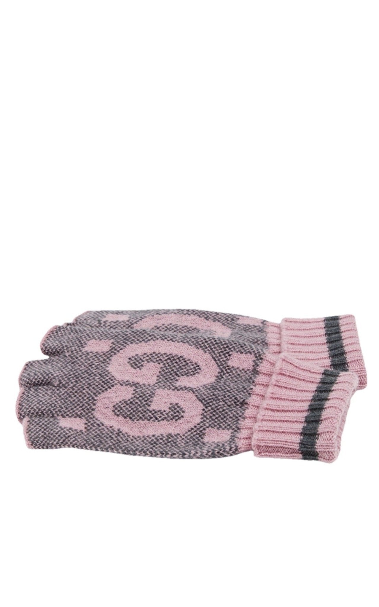 Gucci Pink & Grey Cashmere GG Fingerless Gloves - Runway Catalog