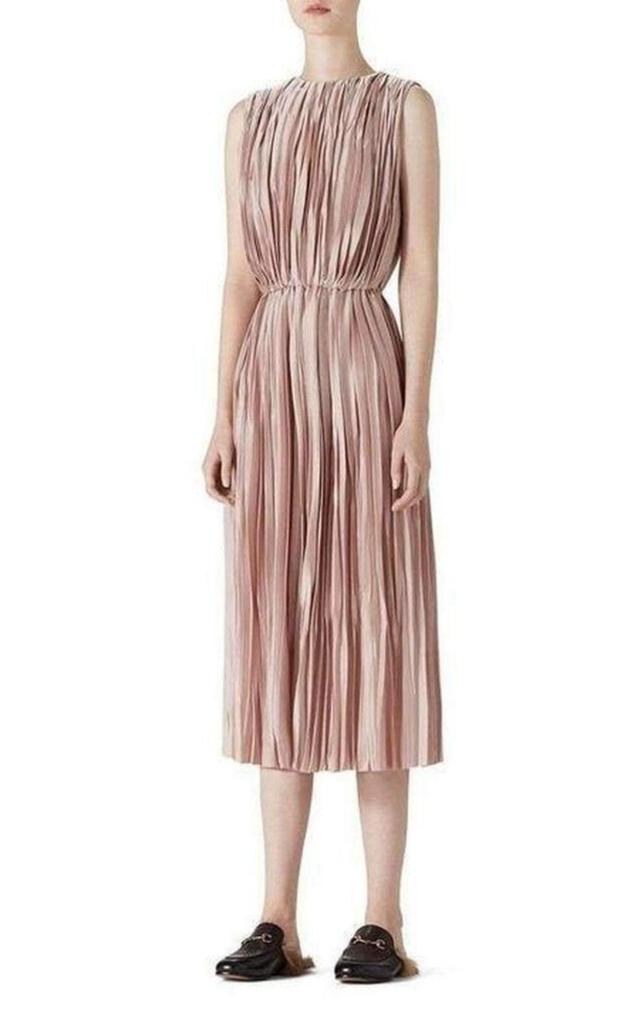 Gucci Pink Poly Satin Plisse Dress - Runway Catalog