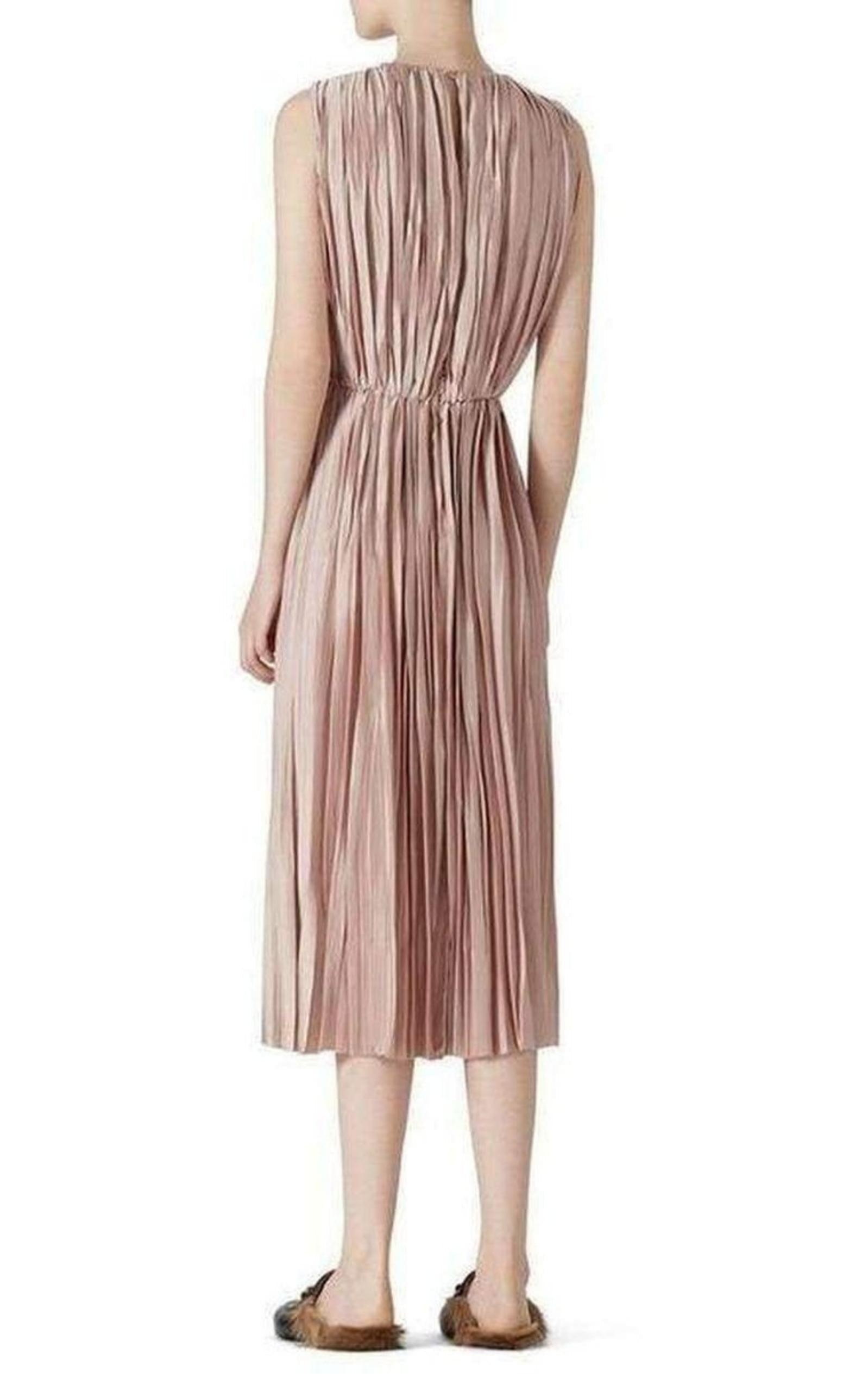 Pink Poly Satin Plissé Dress Gucci